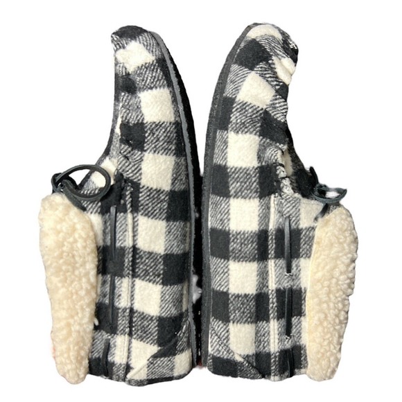 Minnetonka Chrissy Slip On Black Plaid Bootie Slippers Shearling Fur Size 9M - Picture 4 of 7
